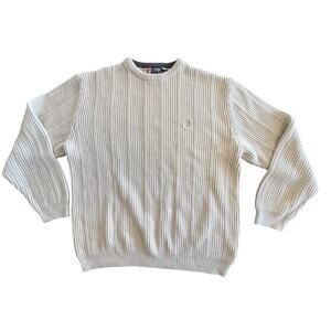 Vintage Chaps Ralph Lauren Cream Sweater Size XL Cable Chunky Knit Fisherman